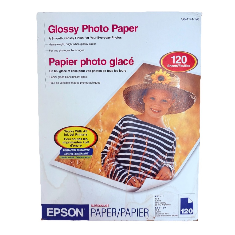 Epson Glossy Photo Paper - 120 Sheets, White Open Box